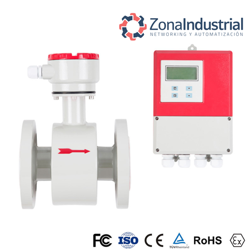 [Z480040AY3AX2B1F1P1] Caudalímetro electromagnético segregado DN40, 85~265V AC, 1.6MPa, salida RS485+4-20mA, recubrimiento goma blanda, electrodos inox, IP65