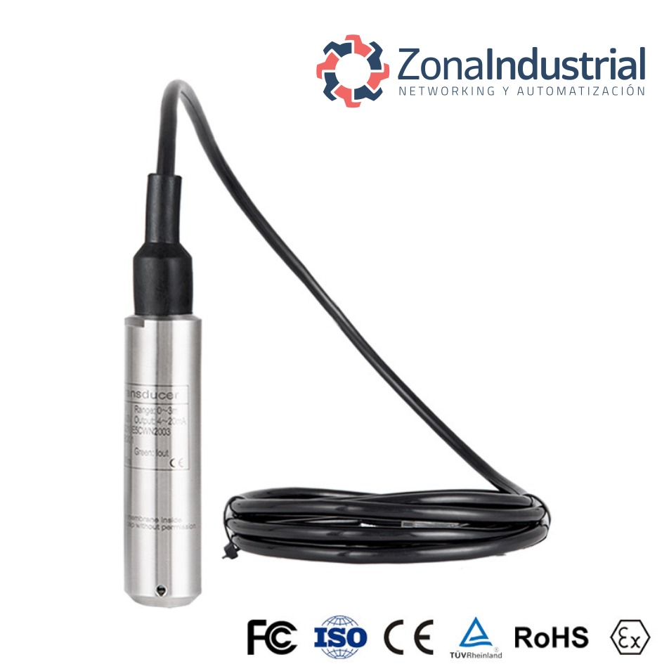 Sensor de Nivel Hidrostático ZPT604 20m 4-20mA 0.5%FS para Agua