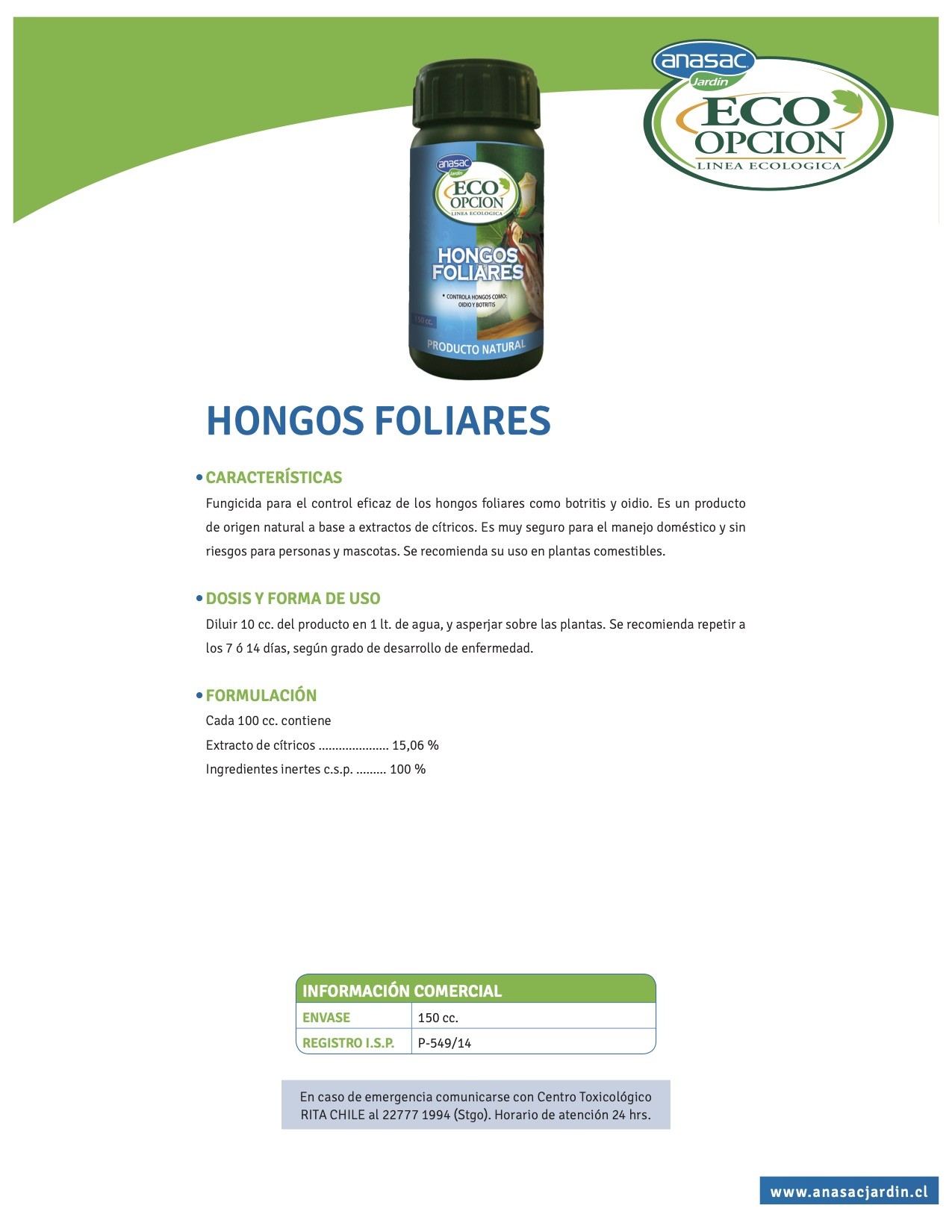 HONGOS FOLIARES ECO OPCIÓN 150 CC