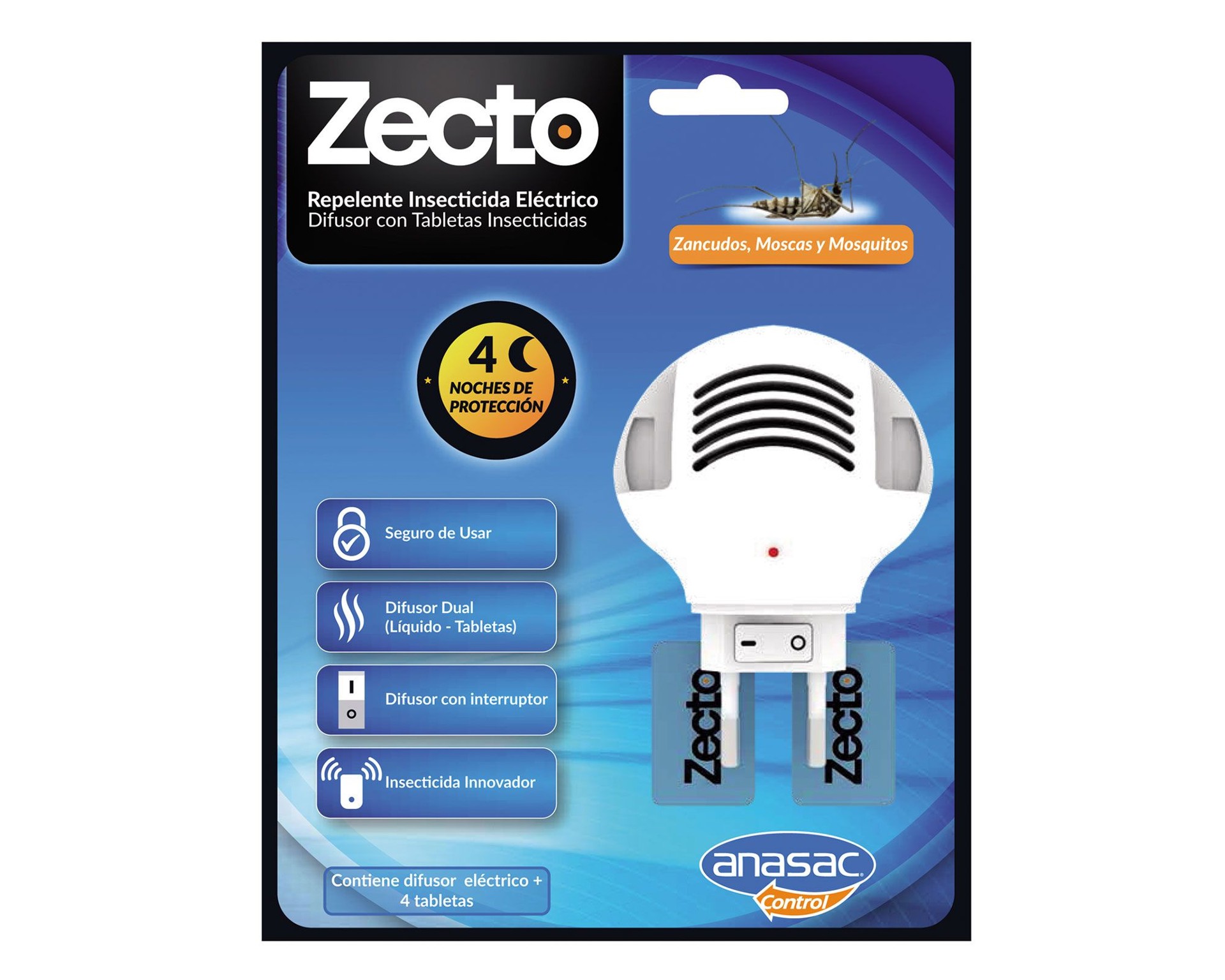 ZECTO DIFUSOR ELÉCTRICO. + TABLETAS INSEC 4 UN